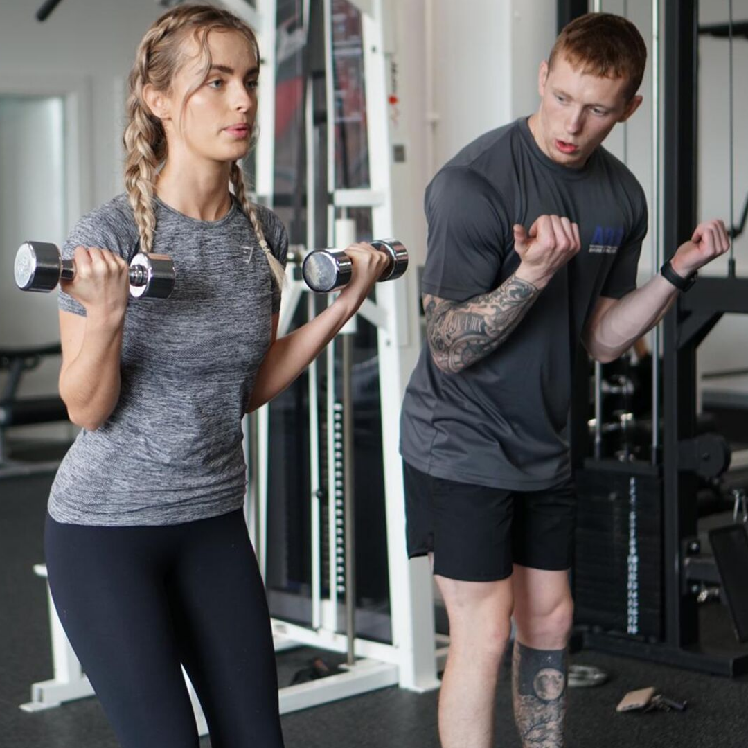 bicep curls during personal training session